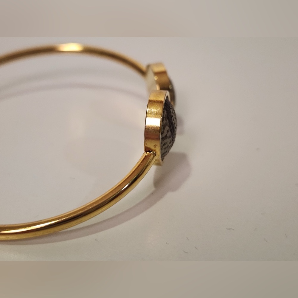 Gucci Brown Monogram Canvas Gold Wrap Cuff Bracelet - Picture 5 of 7